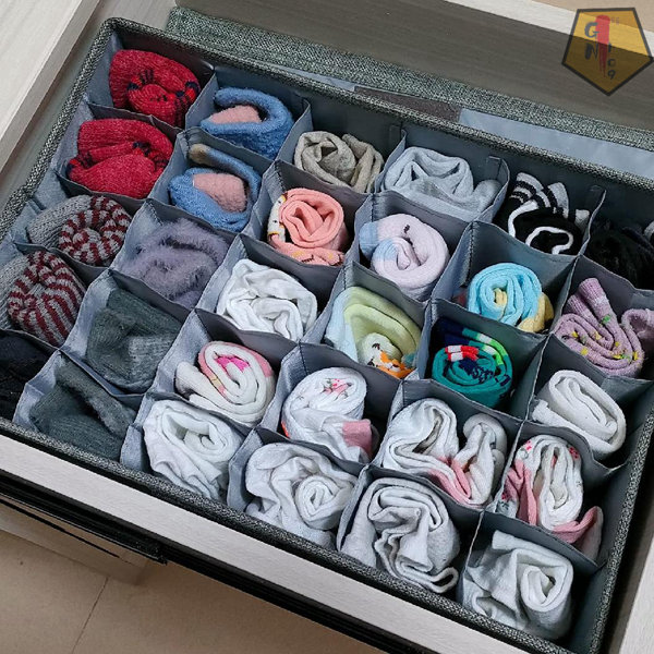 Rebrilliant Sock And Underwear Organizer With Lid 30 Cell Collapsible